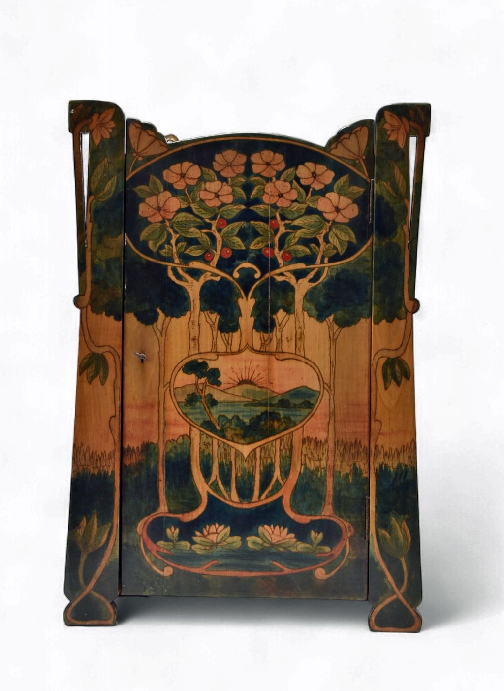 This Art Nouveau-style painted hanging cupboard sold for £700 Halls Fine Art Shrewsbury